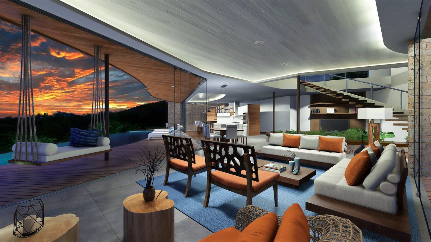 7221-The living room with views of the infinity-edge pool