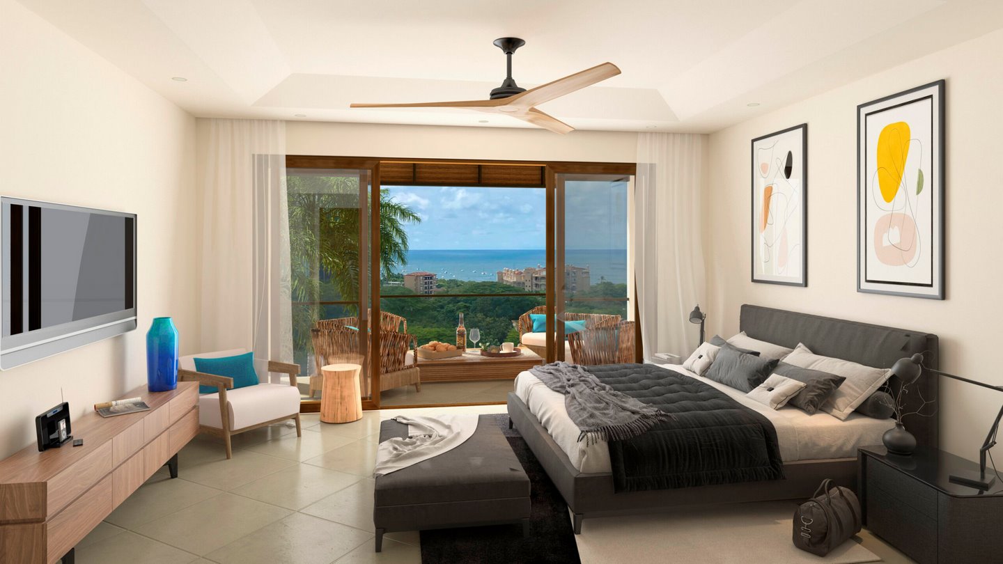 9527-One of the master bedrooms with terrace and ocean views