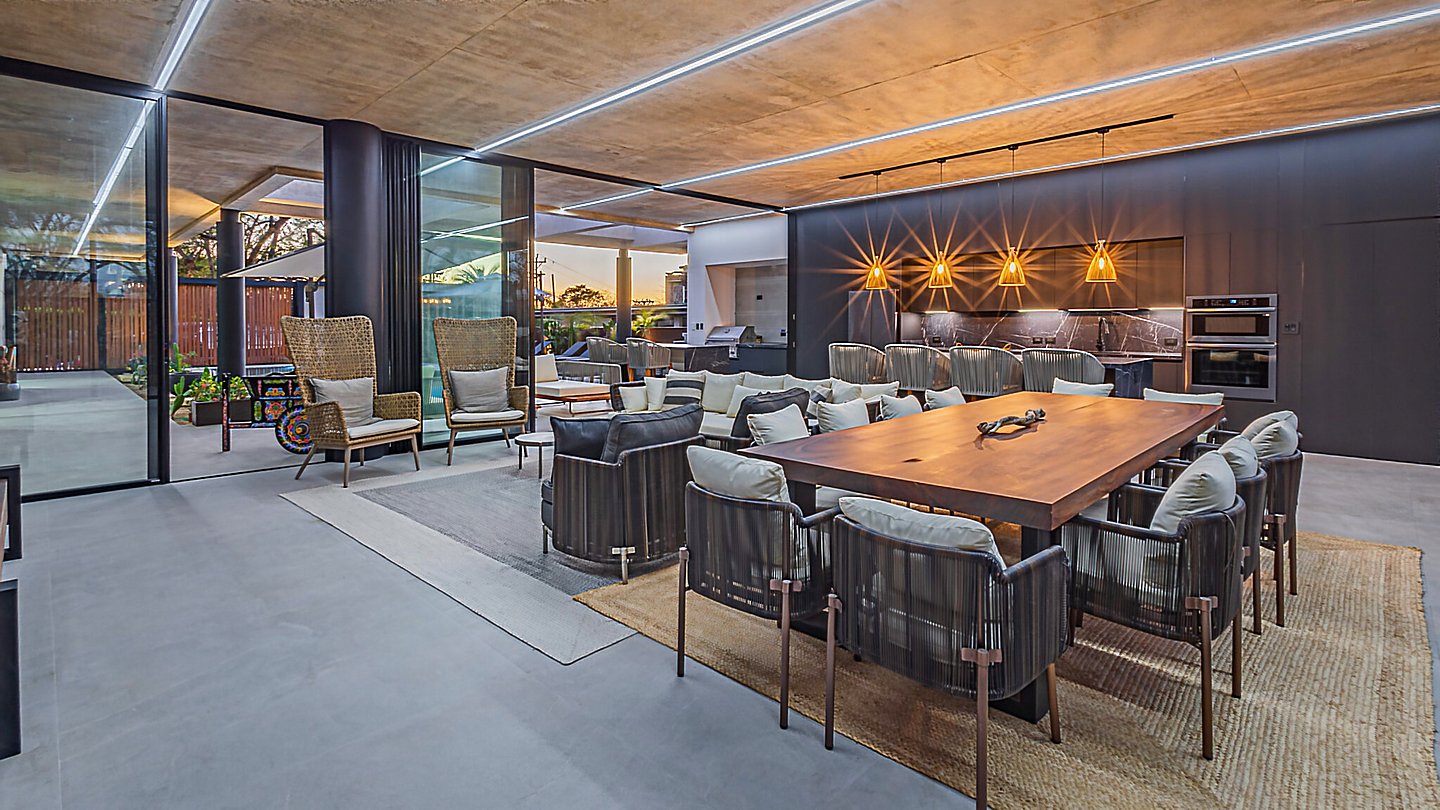 12295-The dining area with an open-plan kitchen