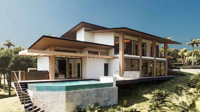 In Playa Grande, five-bedroom home for sale with ocean views.