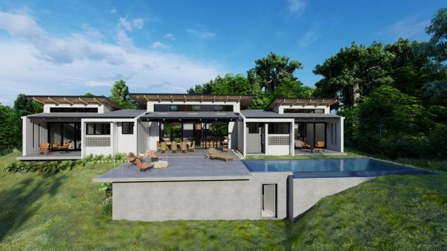Near Tamarindo, brand new home with ocean views for sale in a beautiful tree-filled environment...
